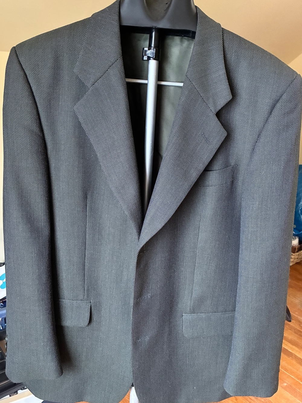 Men's Gray Blazer - Tailored Single-Breasted Jacket, Pure Virgin Wool